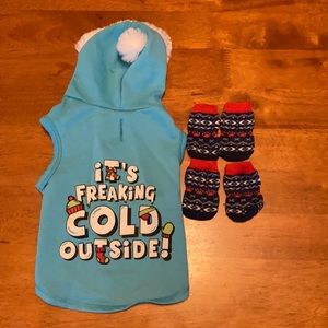 Winter dog outfit with socks